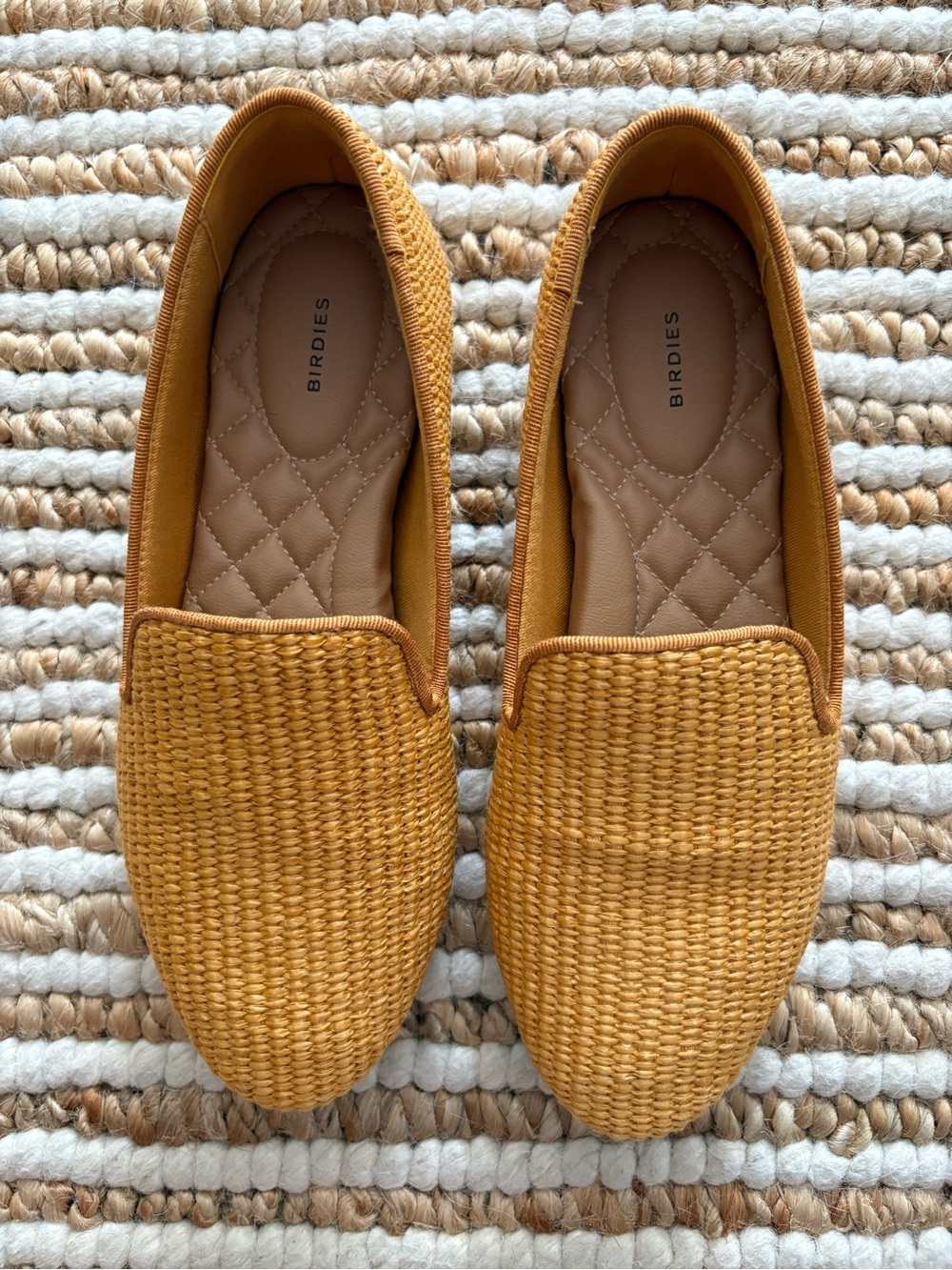 Birdies Mustard Yellow Woven Slip-On Loafers
